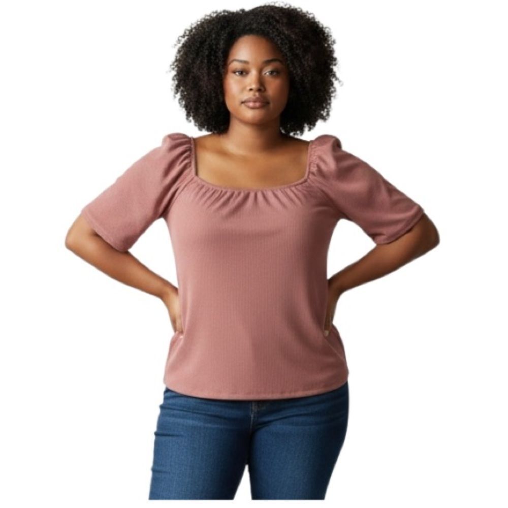 City chic pink ribbed top